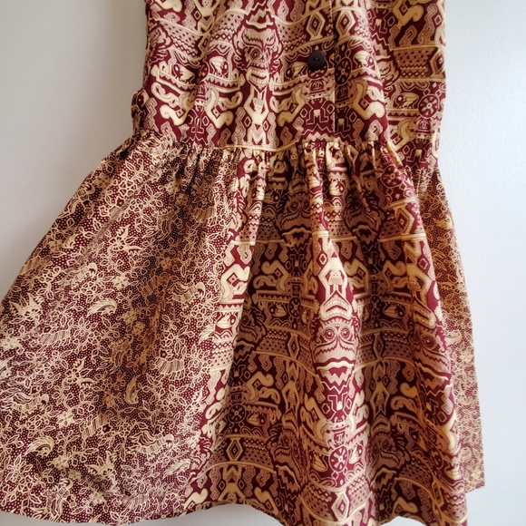 Vintage Bali wide collared adorable brown print, Size 8 - Picture 5 of 6